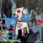 "CONTAGIOUS PUP" acrylic on canvas painting by Rocky Asbury