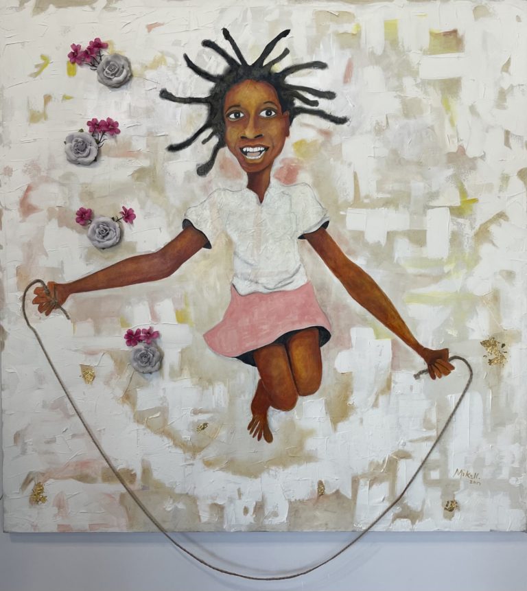 roping girl painting by Keith Mikell