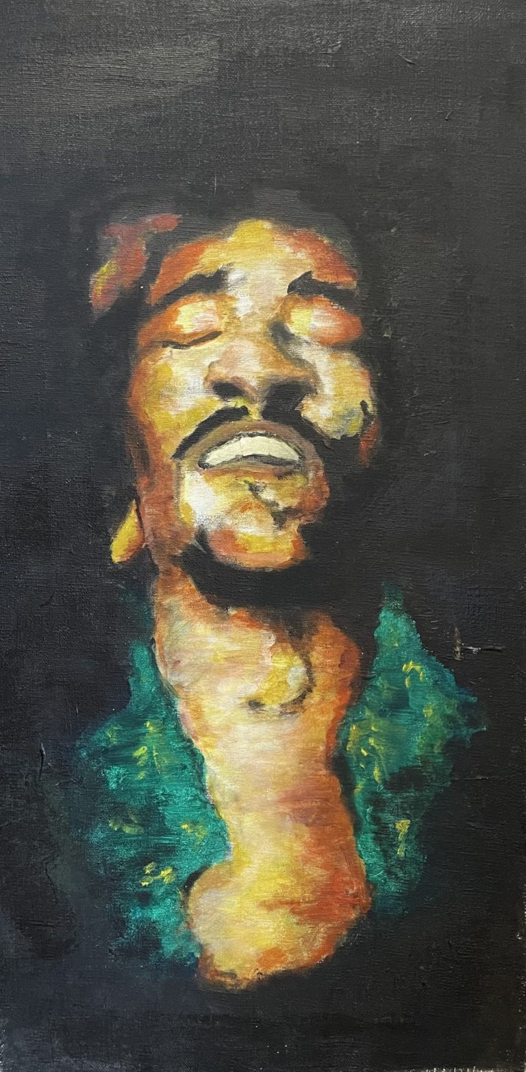 "Jimmy Hendrix" acrylic painting on Canvas by Keith Mikell