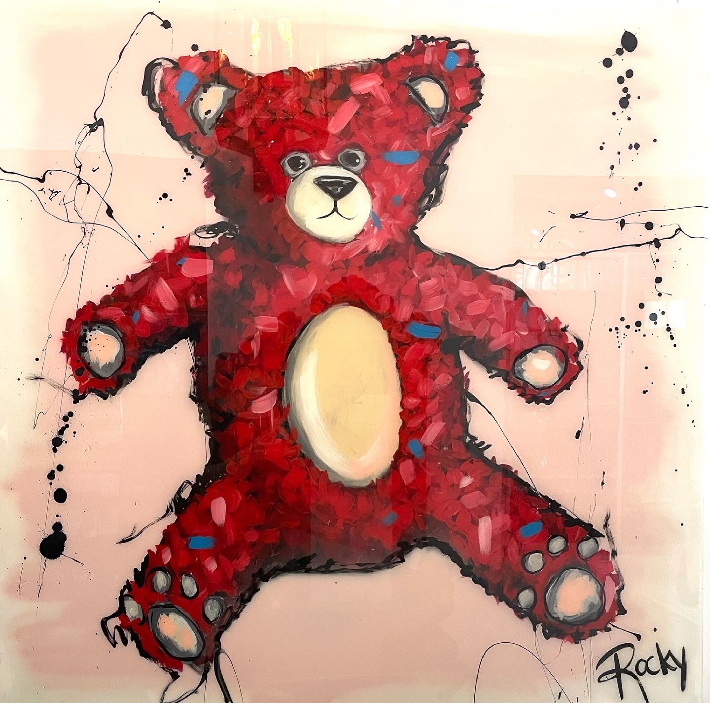 Teddy artwork by Rocky Asbury-resin and acrylic painting