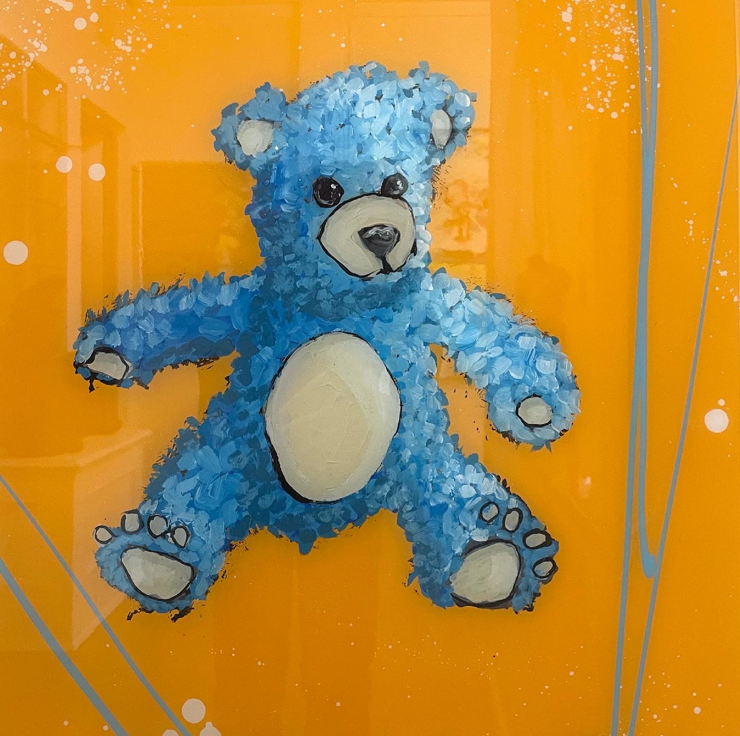 blue teddy bear artwork by Rocky Asbury
