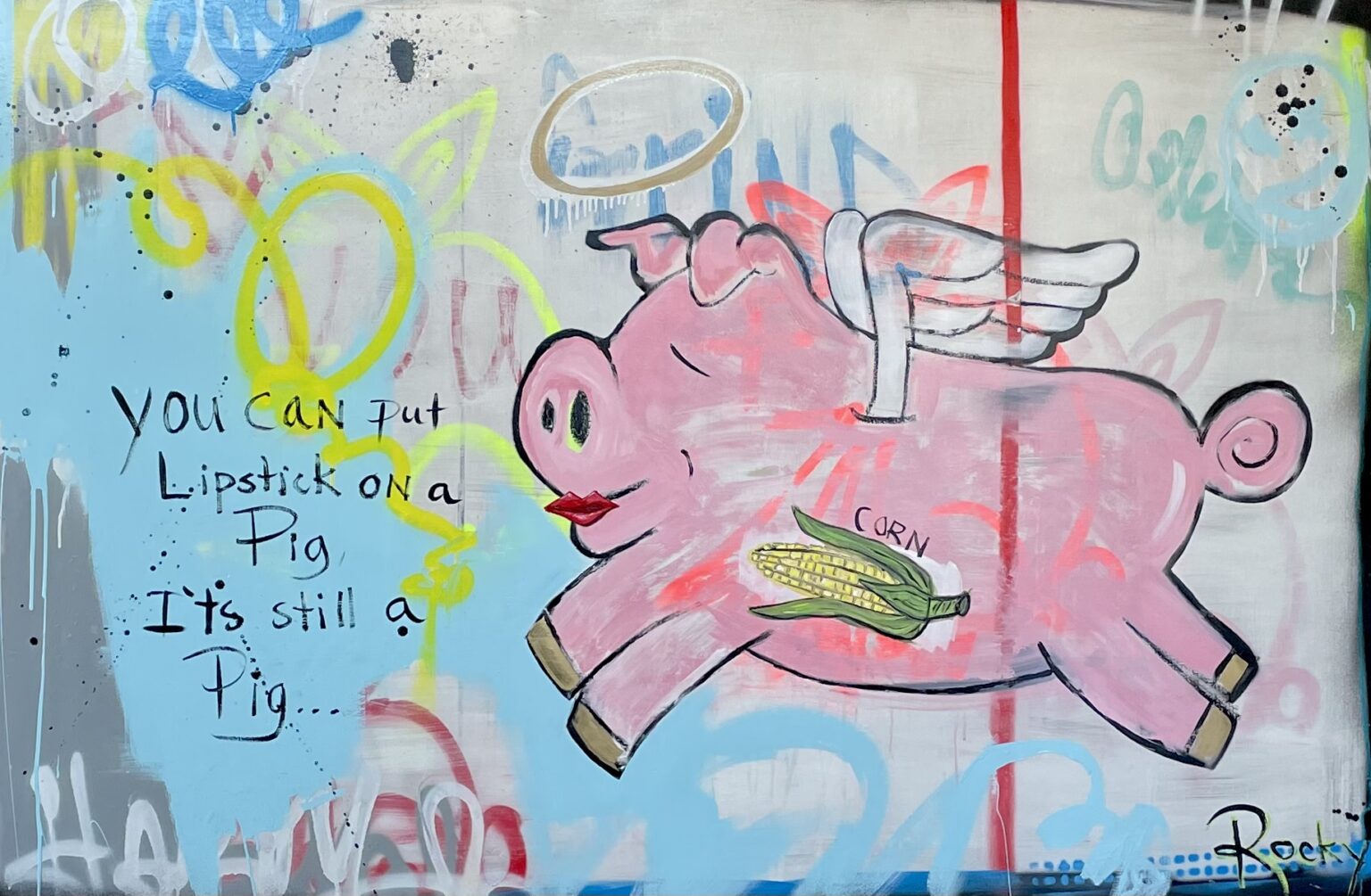 "Pig Lips" painting by Rocky Asbury
