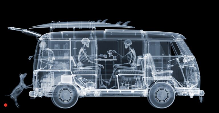 VW Camper family X-Ray artwork by Nick Veasey