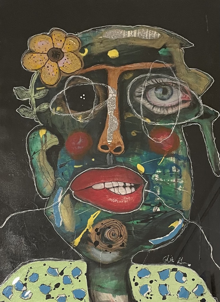 "BLACK IRIS" Mixed Media Art On Paper by Rita Girard-Mikell