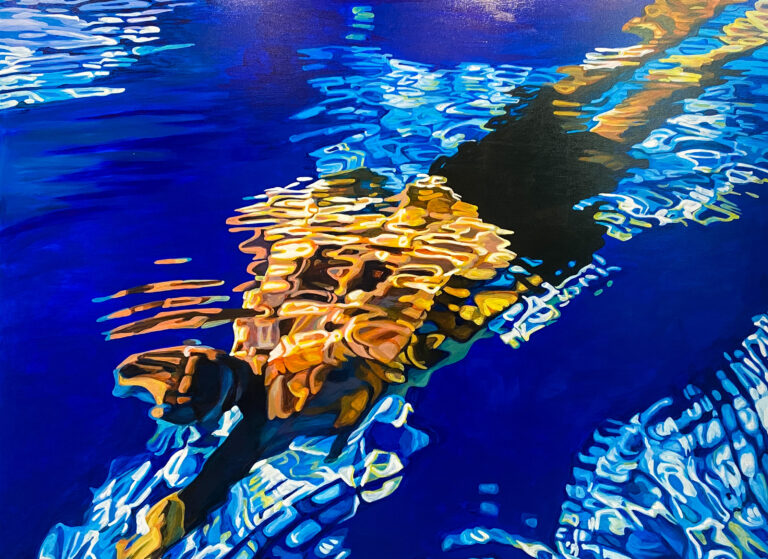 "GLIDING" man underwater artwork by Pavlina Alea