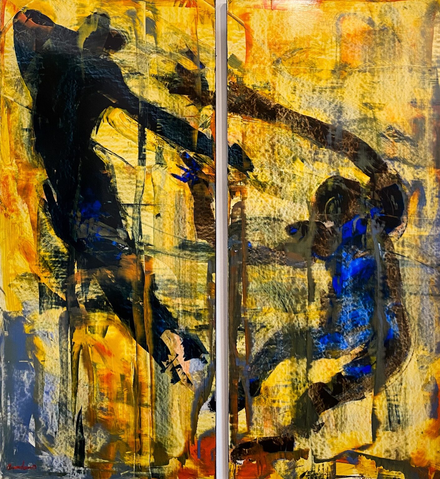"Dance, Yellow" Diptych Oil Painting by John Andro Avendano