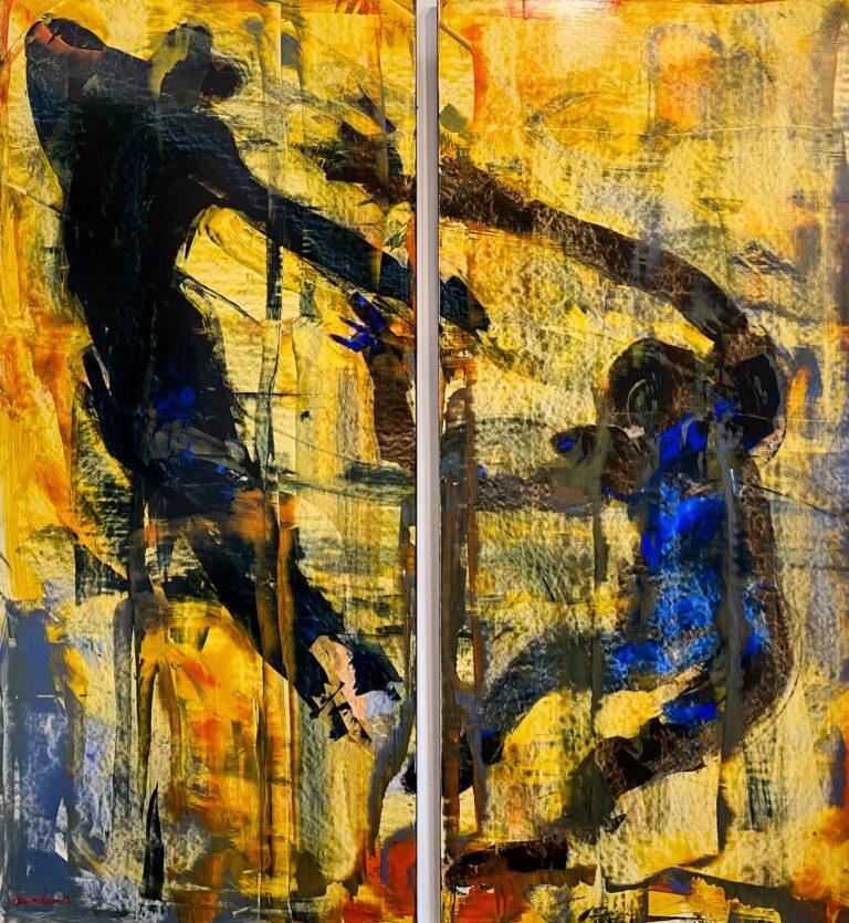 "Dance, Yellow" Diptych Oil Painting by John Andro Avendano