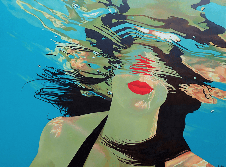 "BLACK LILY" underwater painting by Pavlina Alea